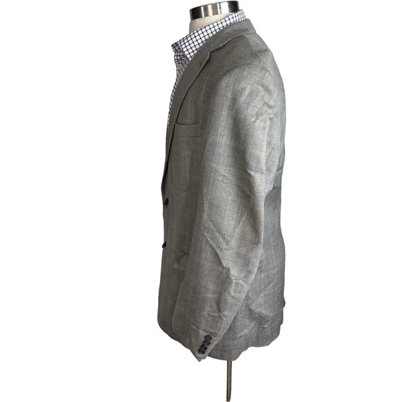Ralph Lauren Taupe Cream Check 2-Button Silk 52% & Wool 48% Suit Jacket Sz 44XL - Picture 5 of 13